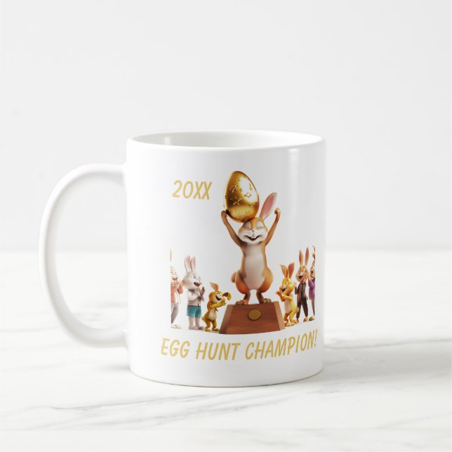 Taza De Café Victorioso Campeón de la Caza de Huevo de Conejo (Izquierda)