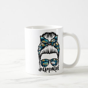Taza De Café Vida de acampada Moño desordenado Campamento Mamá 
