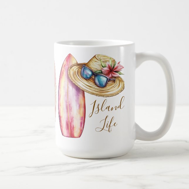 Taza De Café Vida de Isla Personalizable Surf’s Up (Derecha)