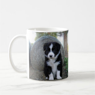 Taza De Café Vida de la granja de cachorros de collie de borde,
