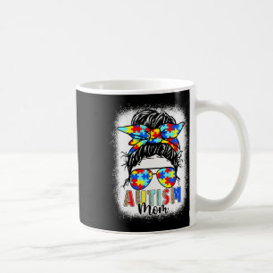 Taza De Café Vida de mamá autista moño desordenado decolorado p