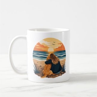 Taza De Café Vida de mamá de Golden Retriever Atardecer en la p