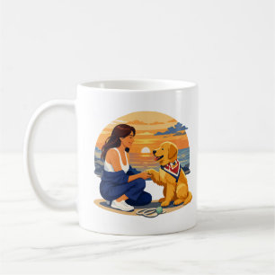 Taza De Café Vida de mamá de Golden Retriever junto al mar