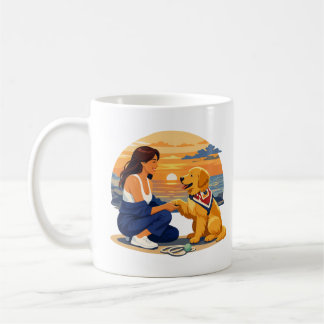 Taza De Café Vida de mamá de Golden Retriever junto al mar