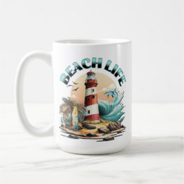Taza De Café Vida de Playa Personalizada