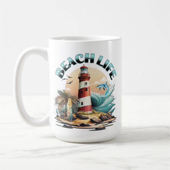 Taza De Café Vida de playa personalizada (Izquierda)