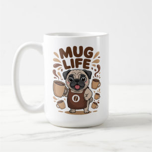 Taza De Café Vida de taza, Pug divertido amante del café Barist