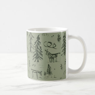 Taza De Café Vida del lago Pine Deer - patrón de bosque de made
