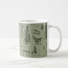 Taza De Café Vida en el lago Pine Deer - patrón de bosque verde