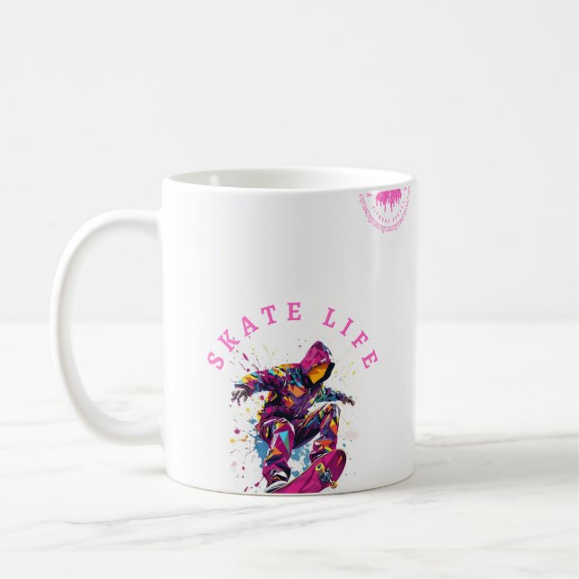 Taza De Café Vida en el patín rosado Feliz Hoodie en blanco (Izquierda)