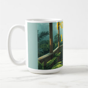 TAZA DE CAFÉ VIDA EN EL PORCHE DÍA LLUVIOSO