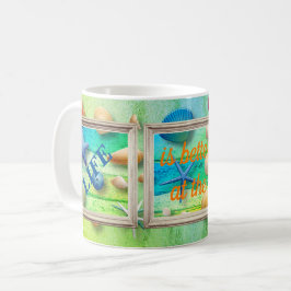 Taza De Café Vida en la Playa Arena de Mar Conchas Marinas Marc