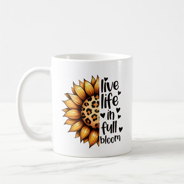 Taza De Café Vida en vivo de girasol personalizada (Izquierda)
