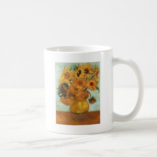 Taza De Café Vida fija - Vase con doce girasoles, Vincent (Derecha)