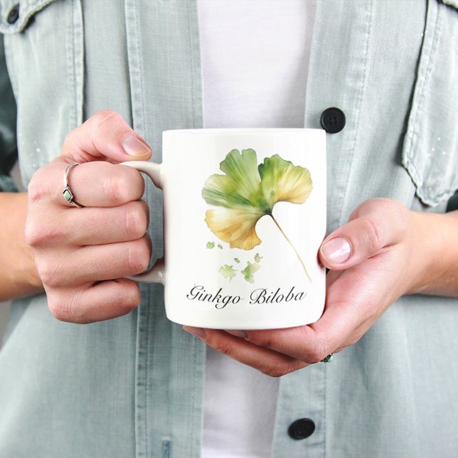 Taza De Café Vida herbal: personalizable de hojas Ginkgo Biloba (Subido por el creador)