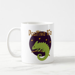 Taza De Café Vida positiva Kawaii divertido lindo camaleón verd