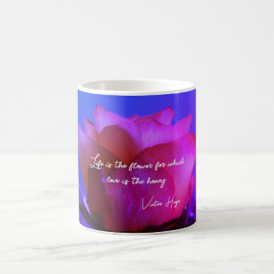 Taza De Café Vida rosa rosada y amor Cita café Mug