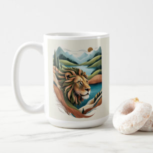 Taza De Café Vida silvestre del Ilustracion híbrido de leones v