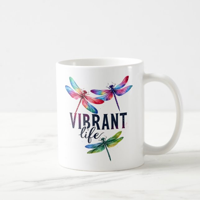 Taza De Café Vida vibrante - Dragonfly artístico (Derecha)