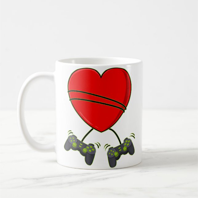 Taza De Café Video Gamer Heart Controllers Valentines Day Boys  (Izquierda)