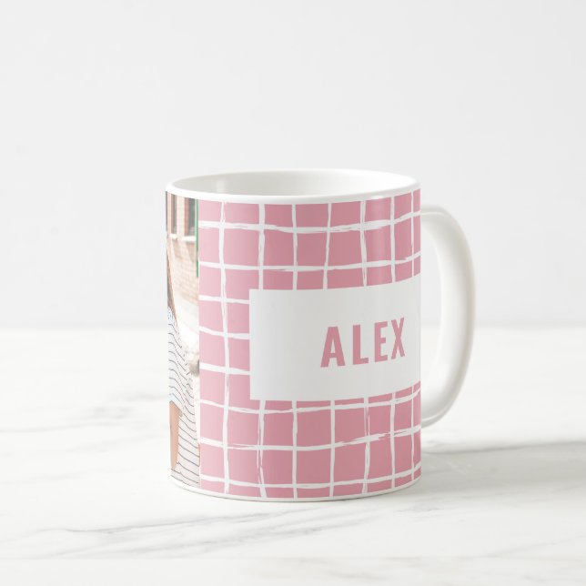 Taza De Café Videografías multifotográficas rosa comprueban la  (Anverso derecho)
