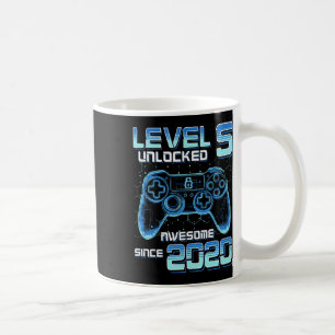 Taza De Café Videojuego desbloqueado nivel 5 Fiesta de cumpleañ