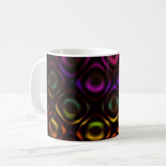 Taza De Café Vidrio | Ajuste de arte fractal arcoiris (Anverso izquierdo)