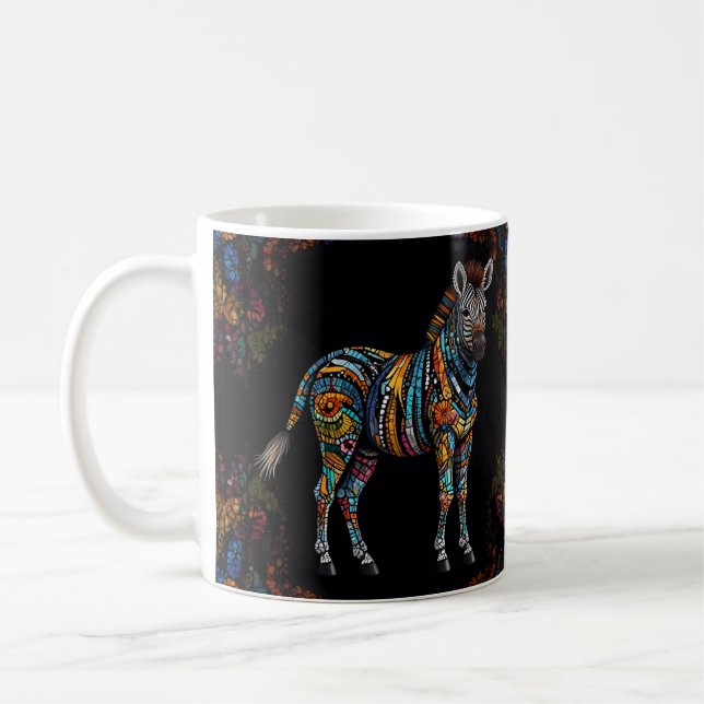 Taza De Café Vidrio con manchas de cebra mosaico (Izquierda)