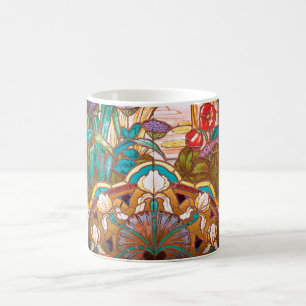 Taza De Café Vidrio de Art Nouveau con aspecto floral