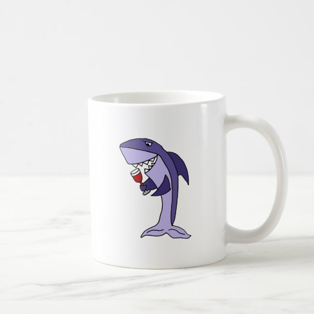 Taza De Café Vidrio de consumición divertido del tiburón azul (Derecha)