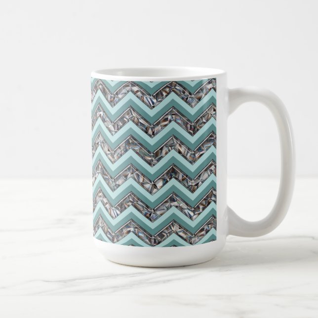 Taza De Café Vidrio de corte oscuro y zigzag Verde azulado (Derecha)