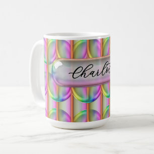 Taza De Café Vidrio iridiscente personalizado con nombre modern