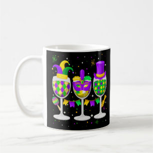 Taza De Café Vidrio Mardi Gras De Vino Gracioso Vestido Vestido