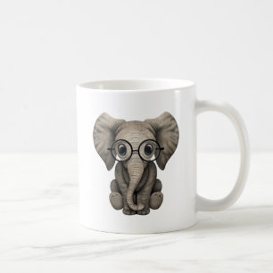 Taza De Café Vidrios que llevan del elefante Nerdy del bebé