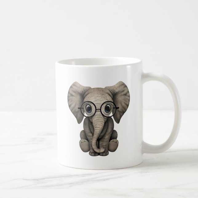 Taza De Café Vidrios que llevan del elefante Nerdy del bebé (Derecha)