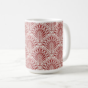 Taza De Café Vieiras bohemias dibujadas a mano, rojas en crema