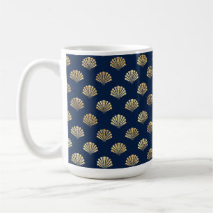 Taza De Café Vieiras doradas en azul