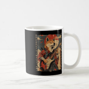 Taza De Café Vieja obra de arte japonesa Perro Samurai Jugando 