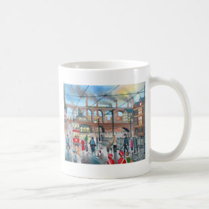 Taza De Café Vieja pintura al óleo del tren del viaducto de