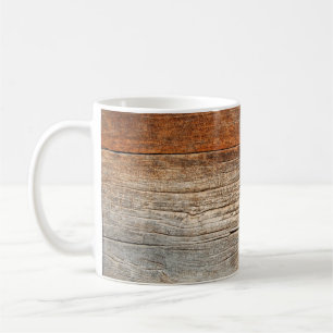 Taza De Café Vieja valla de madera. fondo de parqué. tablas