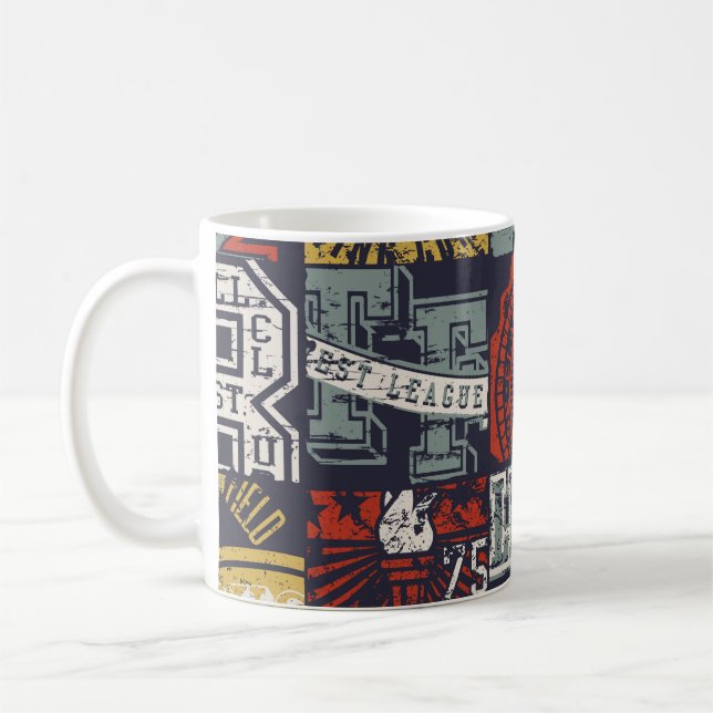 Taza De Café Viejas insignias deportivas de la Universidad Amer (Izquierda)