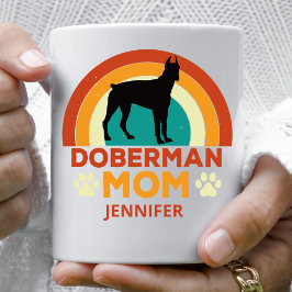 Taza De Café Viejo Doberman Dog Mom Sunset Personalizado