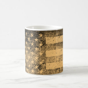 Taza De Café Viejo Grunge de la bandera americana