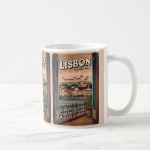 Taza De Café Viejo lisboa portugal regalos de viaje balcón vist