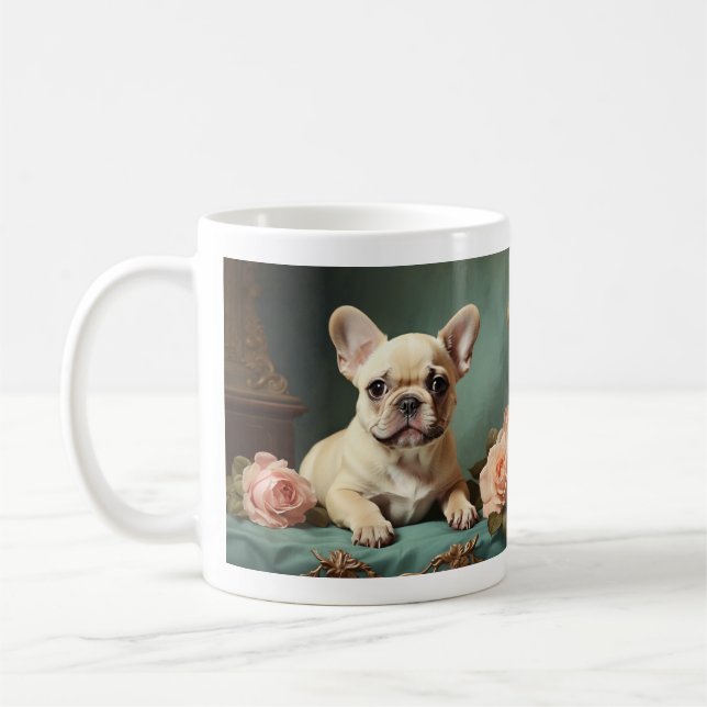 Taza De Café Viejo retrato de Bulldog francés lindo perro cacho (Izquierda)