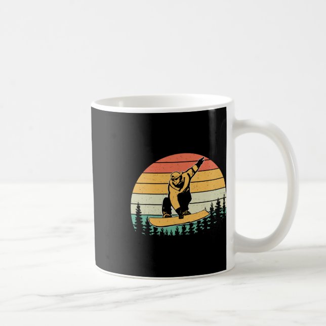 Taza De Café Viejo Retro Snowboarder Silhouette Snowboarding (Derecha)