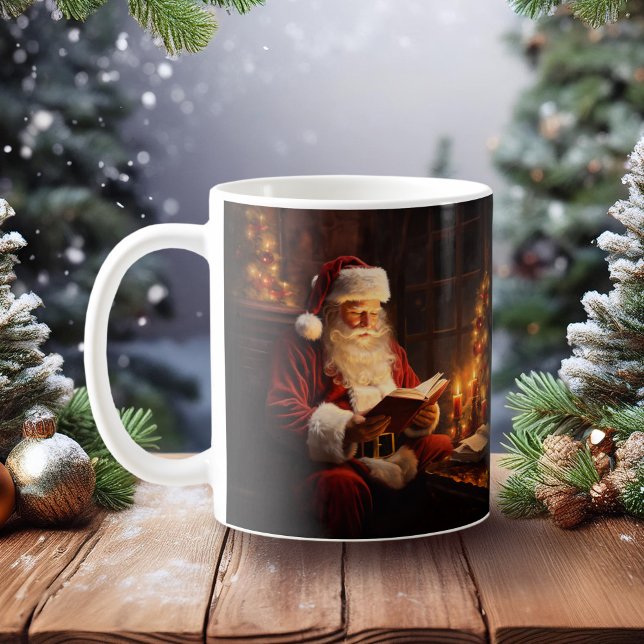 Taza De Café Viejo Santa leyendo un libro Navidades (Subido por el creador)