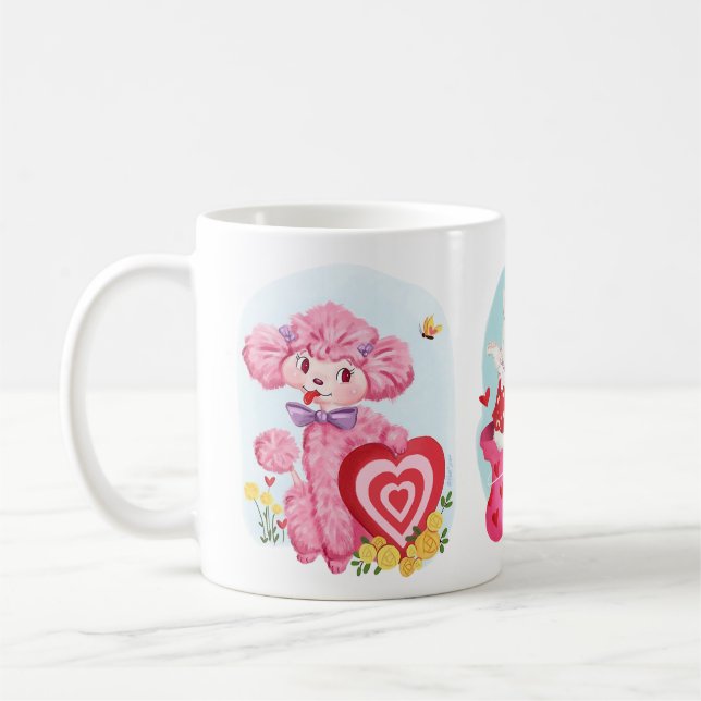 Taza De Café Viejo Valentines Whimsical Retro Trio (Izquierda)