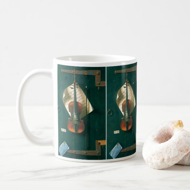 Taza De Café Viejo violín por vida de William Michael Harnett (Con donut)