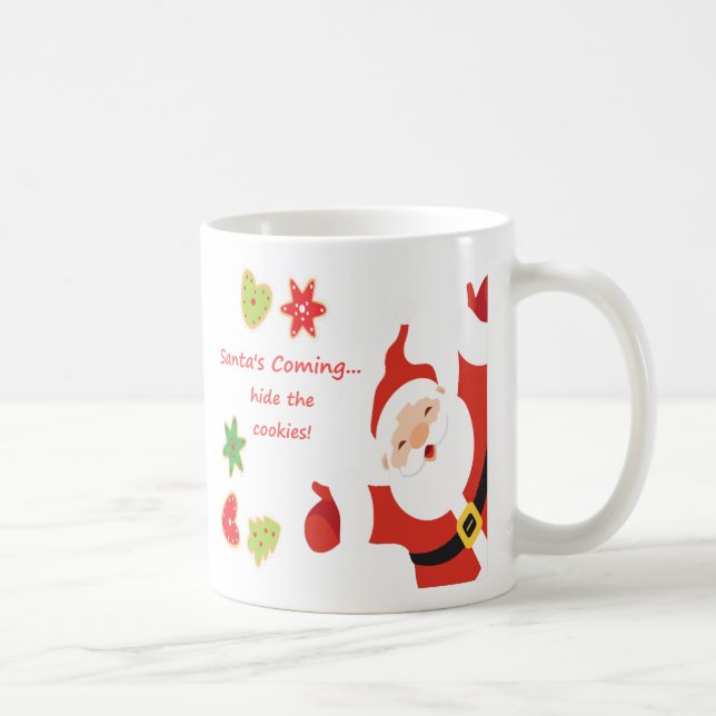 Taza De Café Viene Santa escondiendo a los Navidades divertidos (Derecha)